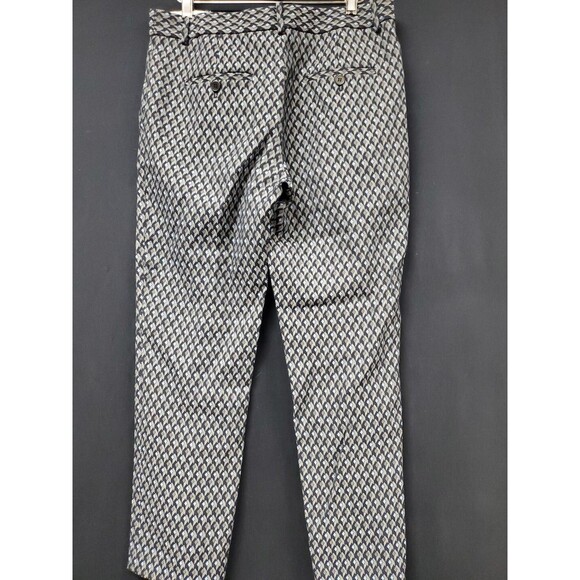 Theory Blue Gray Geometric Design Jacquard Cropped Trouser Pants Women's Size 6 - Picture 2 of 7